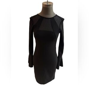 Parker Black Long Sleeve Cocktail Dress Sheer Yoke XS NWT